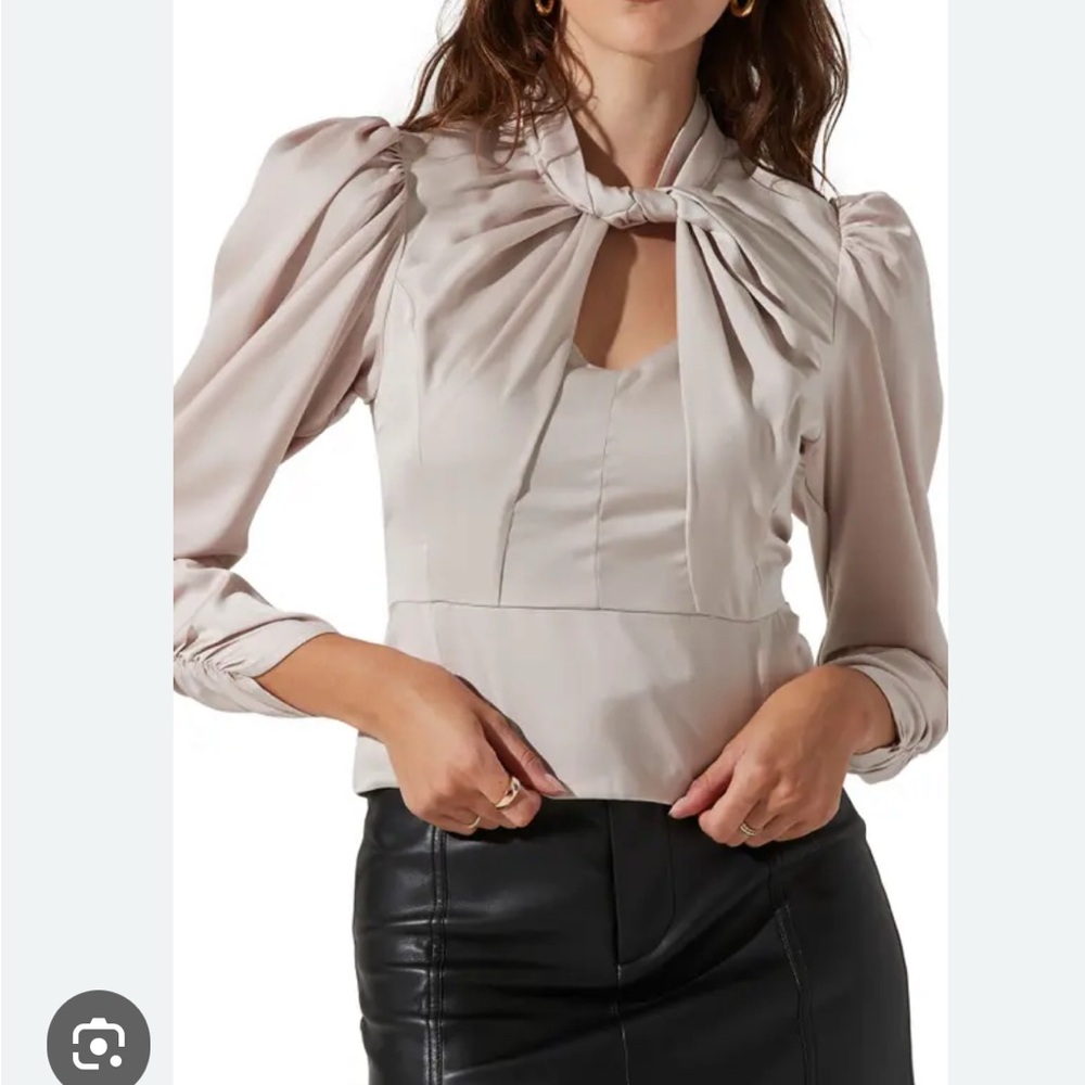 ASTR the Label Sexy Twist Neck Blush Satin Blouse